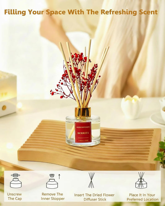 Reed Diffuser Set-Lemon Verbena Scent 3.38 fl oz,Scent Long | Fragrance Oil Diffuser with 6 Reed Sticks,Home & Bedroom Bathroom office Decor,(100ml),pretty appearance