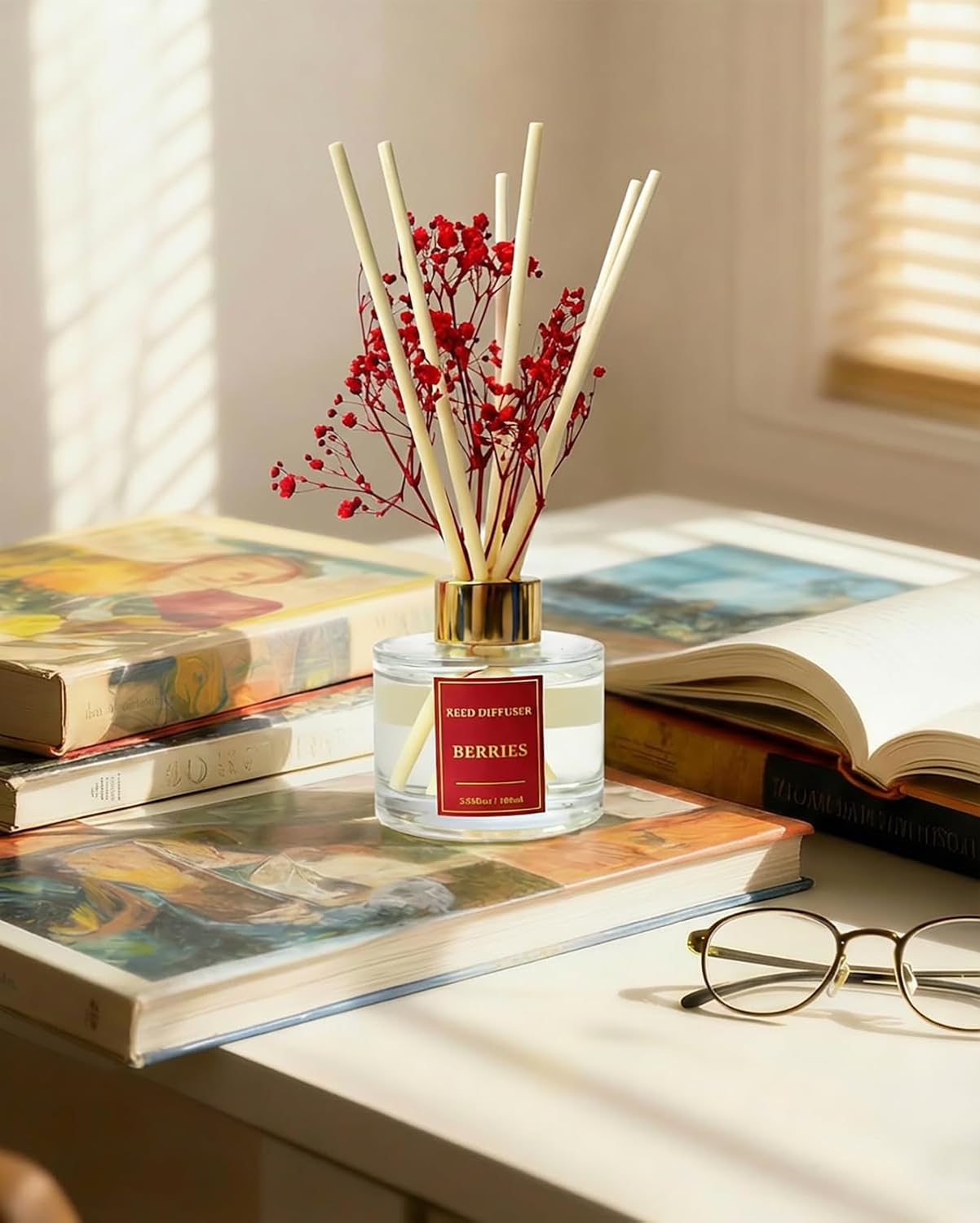 Reed Diffuser Set-Lemon Verbena Scent 3.38 fl oz,Scent Long | Fragrance Oil Diffuser with 6 Reed Sticks,Home & Bedroom Bathroom office Decor,(100ml),pretty appearance
