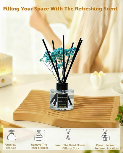 Reed Diffuser Set-Lemon Verbena Scent 3.38 fl oz,Scent Long | Fragrance Oil Diffuser with 6 Reed Sticks,Home & Bedroom Bathroom office Decor,(100ml),pretty appearance