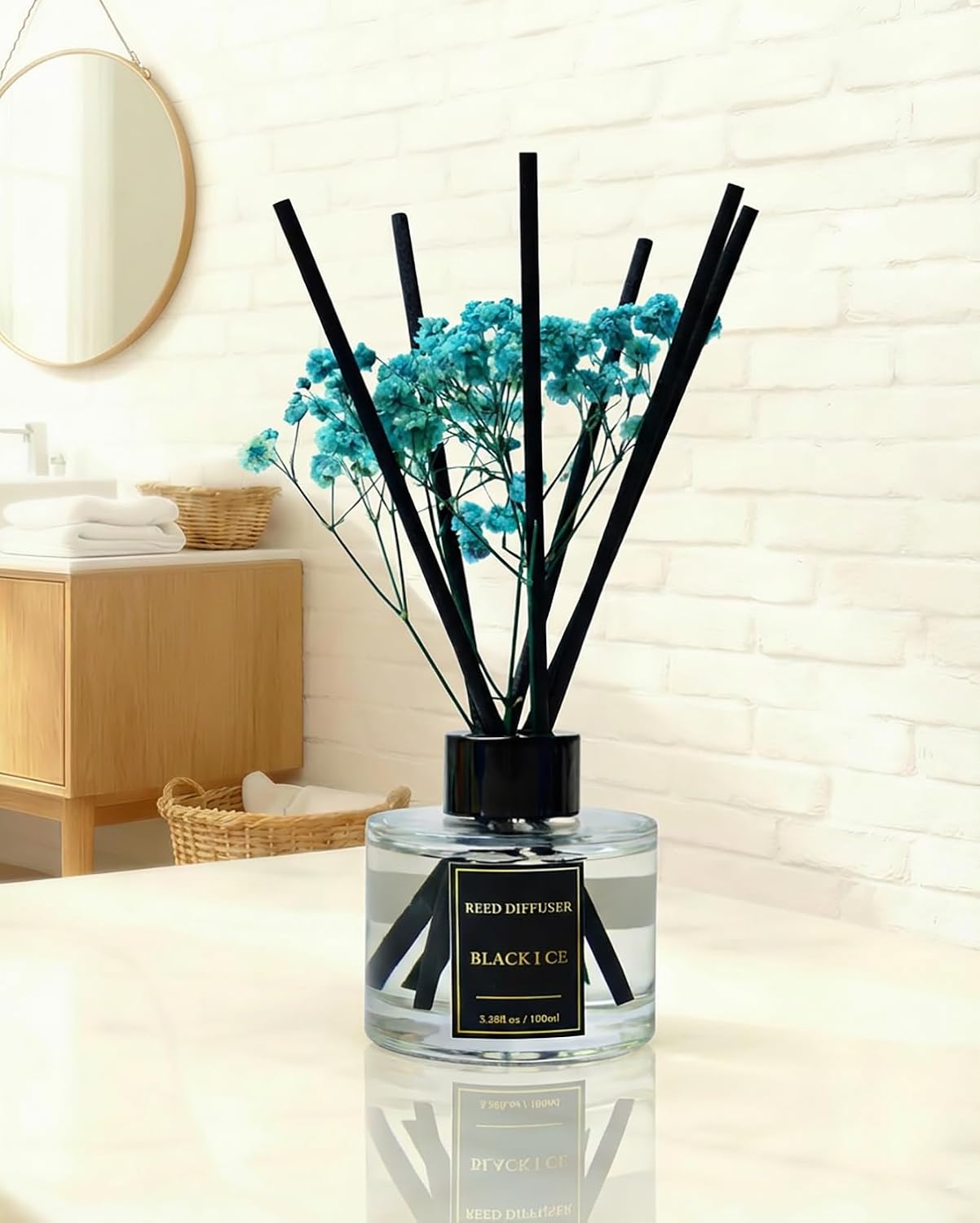 Reed Diffuser Set-Lemon Verbena Scent 3.38 fl oz,Scent Long | Fragrance Oil Diffuser with 6 Reed Sticks,Home & Bedroom Bathroom office Decor,(100ml),pretty appearance