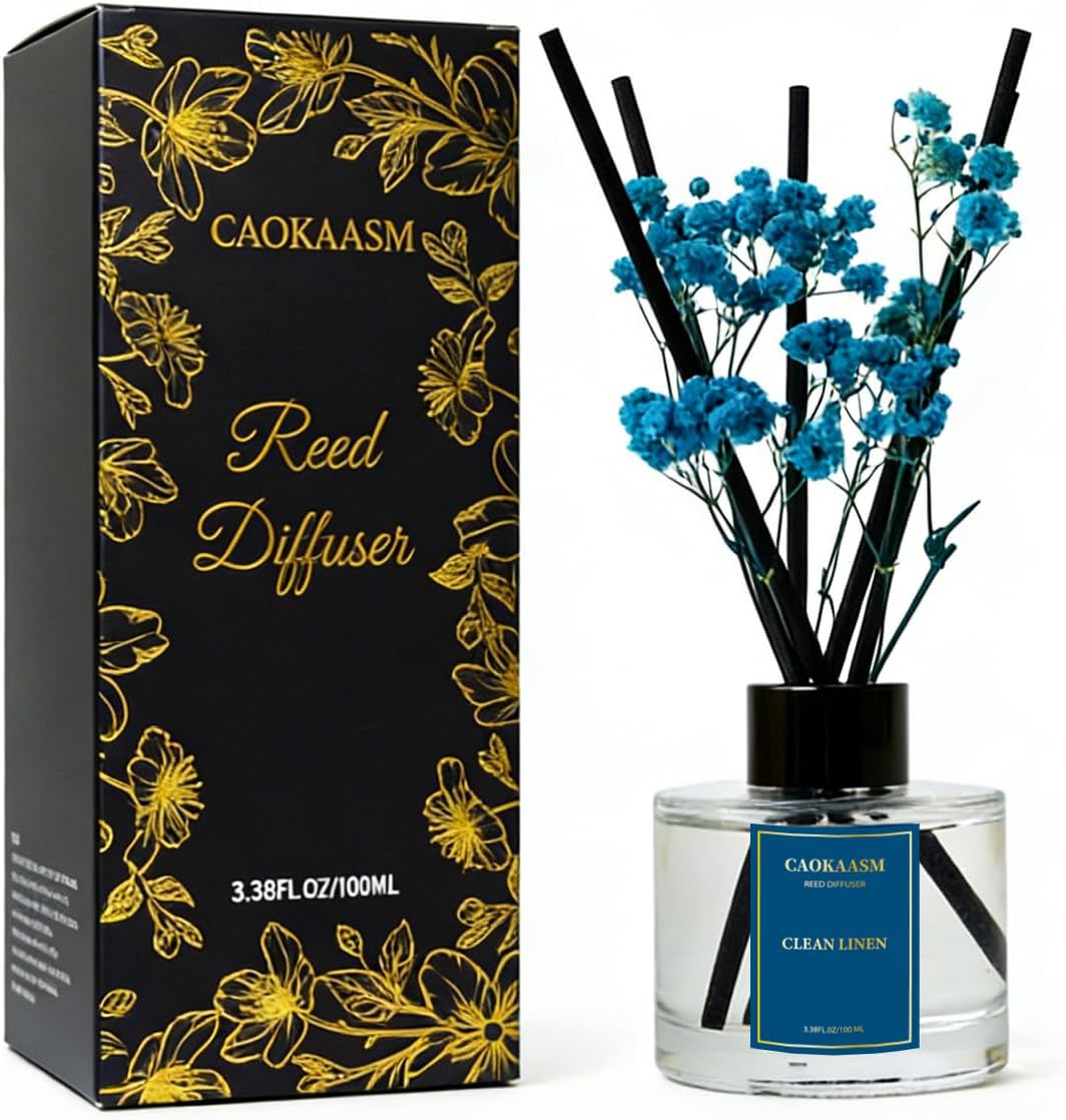 Reed Diffuser Set-Lemon Verbena Scent 3.38 fl oz,Scent Long | Fragrance Oil Diffuser with 6 Reed Sticks,Home & Bedroom Bathroom office Decor,(100ml),pretty appearance