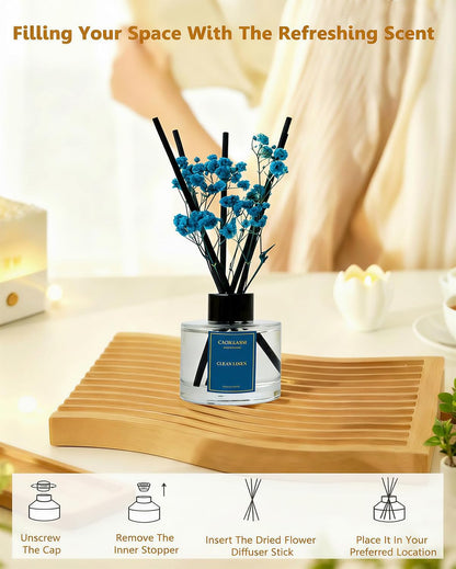 Reed Diffuser Set-Lemon Verbena Scent 3.38 fl oz,Scent Long | Fragrance Oil Diffuser with 6 Reed Sticks,Home & Bedroom Bathroom office Decor,(100ml),pretty appearance