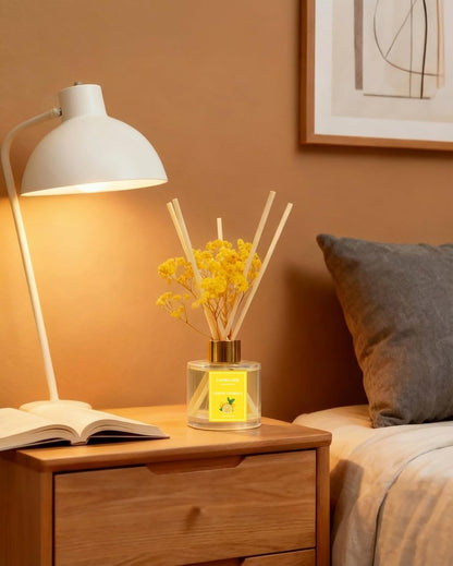 Reed Diffuser Set-Lemon Verbena Scent 3.38 fl oz,Scent Long | Fragrance Oil Diffuser with 6 Reed Sticks,Home & Bedroom Bathroom office Decor,(100ml),pretty appearance