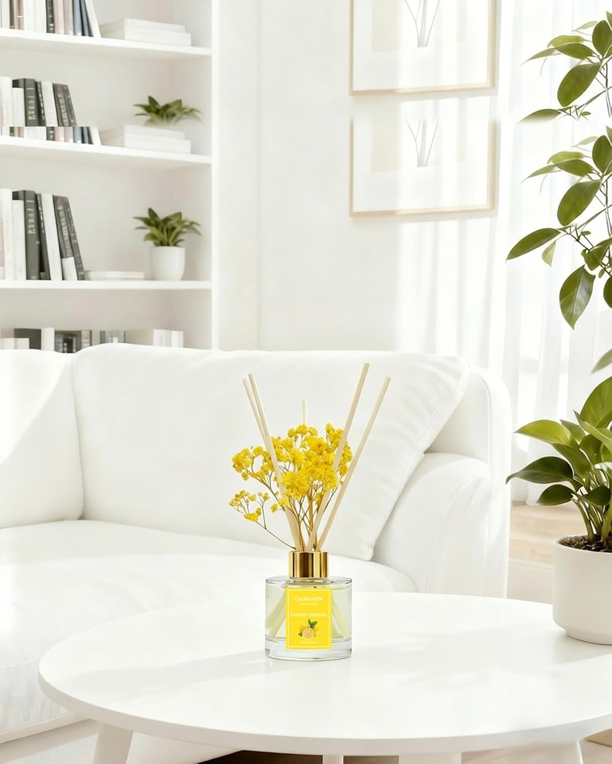 Reed Diffuser Set-Lemon Verbena Scent 3.38 fl oz,Scent Long | Fragrance Oil Diffuser with 6 Reed Sticks,Home & Bedroom Bathroom office Decor,(100ml),pretty appearance
