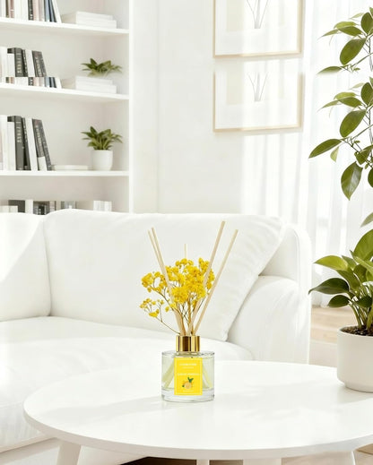 Reed Diffuser Set-Lemon Verbena Scent 3.38 fl oz,Scent Long | Fragrance Oil Diffuser with 6 Reed Sticks,Home & Bedroom Bathroom office Decor,(100ml),pretty appearance