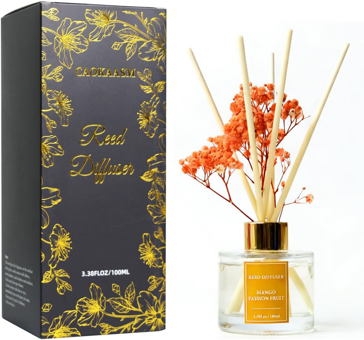 Reed Diffuser Set-Lemon Verbena Scent 3.38 fl oz,Scent Long | Fragrance Oil Diffuser with 6 Reed Sticks,Home & Bedroom Bathroom office Decor,(100ml),pretty appearance