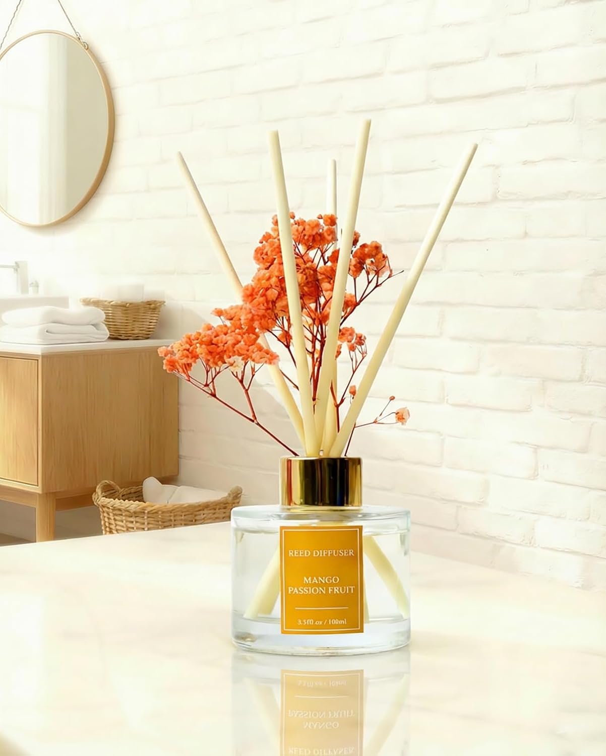 Reed Diffuser Set-Lemon Verbena Scent 3.38 fl oz,Scent Long | Fragrance Oil Diffuser with 6 Reed Sticks,Home & Bedroom Bathroom office Decor,(100ml),pretty appearance