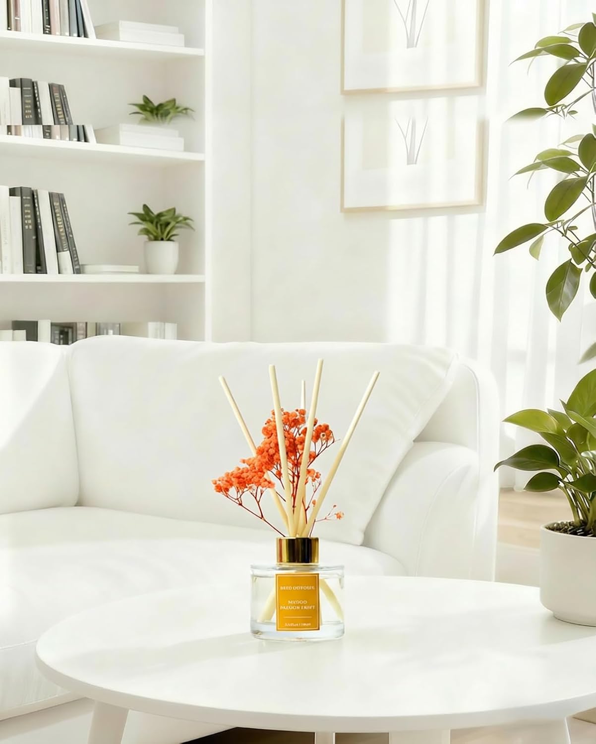 Reed Diffuser Set-Lemon Verbena Scent 3.38 fl oz,Scent Long | Fragrance Oil Diffuser with 6 Reed Sticks,Home & Bedroom Bathroom office Decor,(100ml),pretty appearance