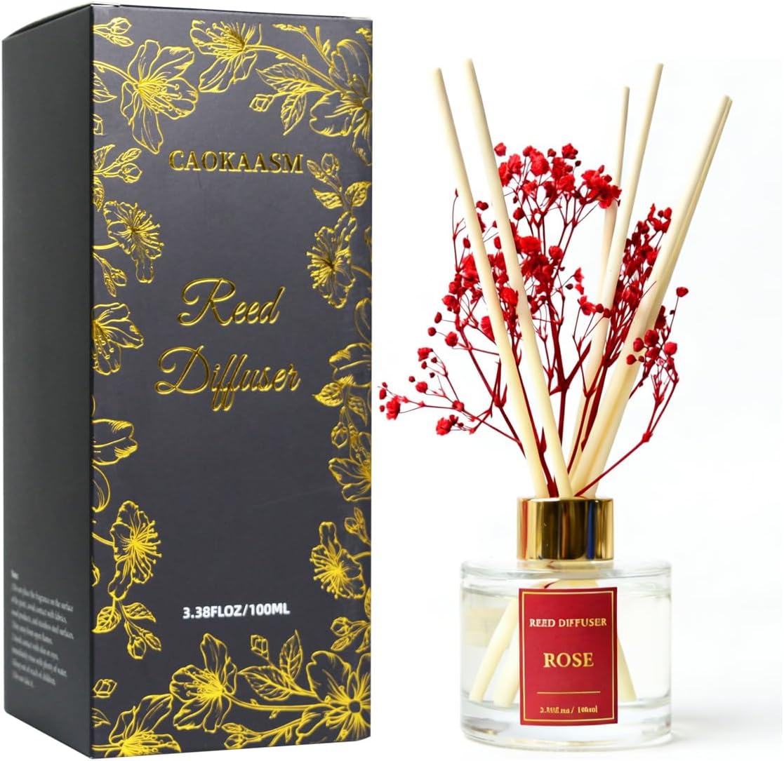 Reed Diffuser Set-Lemon Verbena Scent 3.38 fl oz,Scent Long | Fragrance Oil Diffuser with 6 Reed Sticks,Home & Bedroom Bathroom office Decor,(100ml),pretty appearance