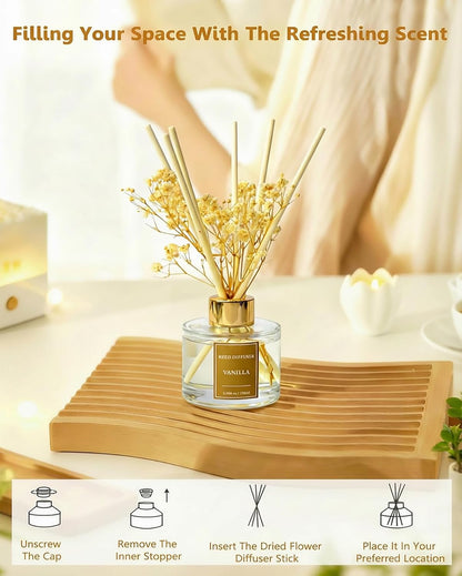 Reed Diffuser Set-Lemon Verbena Scent 3.38 fl oz,Scent Long | Fragrance Oil Diffuser with 6 Reed Sticks,Home & Bedroom Bathroom office Decor,(100ml),pretty appearance