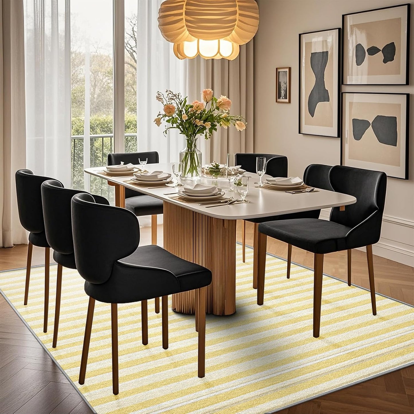 Yellow Stripes 2x3 Washable Rug for Entryway, Indoor Vertical Striped Door Mat, Non Slip Modern Art Small Carpet, Soft Low Pile Area Rugs for Entrance Kitchen Bedroom