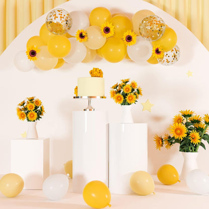 12 inches Yellow White Gold Confetti Balloons 60 Pack Pastel Yellow White Party Balloon for Sunflower Honeybee Theme Birthday Baby Shower Party Supplies