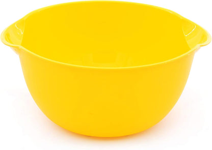 Home Mixing Bowl w/Colander (Large 4.5L, Yellow) - For Washing & Draining Fruits And Vegetables - Heavy Duty Plastic for Baking, Cooking Supplies - Dishwasher Safe