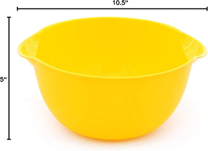 Home Mixing Bowl w/Colander (Large 4.5L, Yellow) - For Washing & Draining Fruits And Vegetables - Heavy Duty Plastic for Baking, Cooking Supplies - Dishwasher Safe