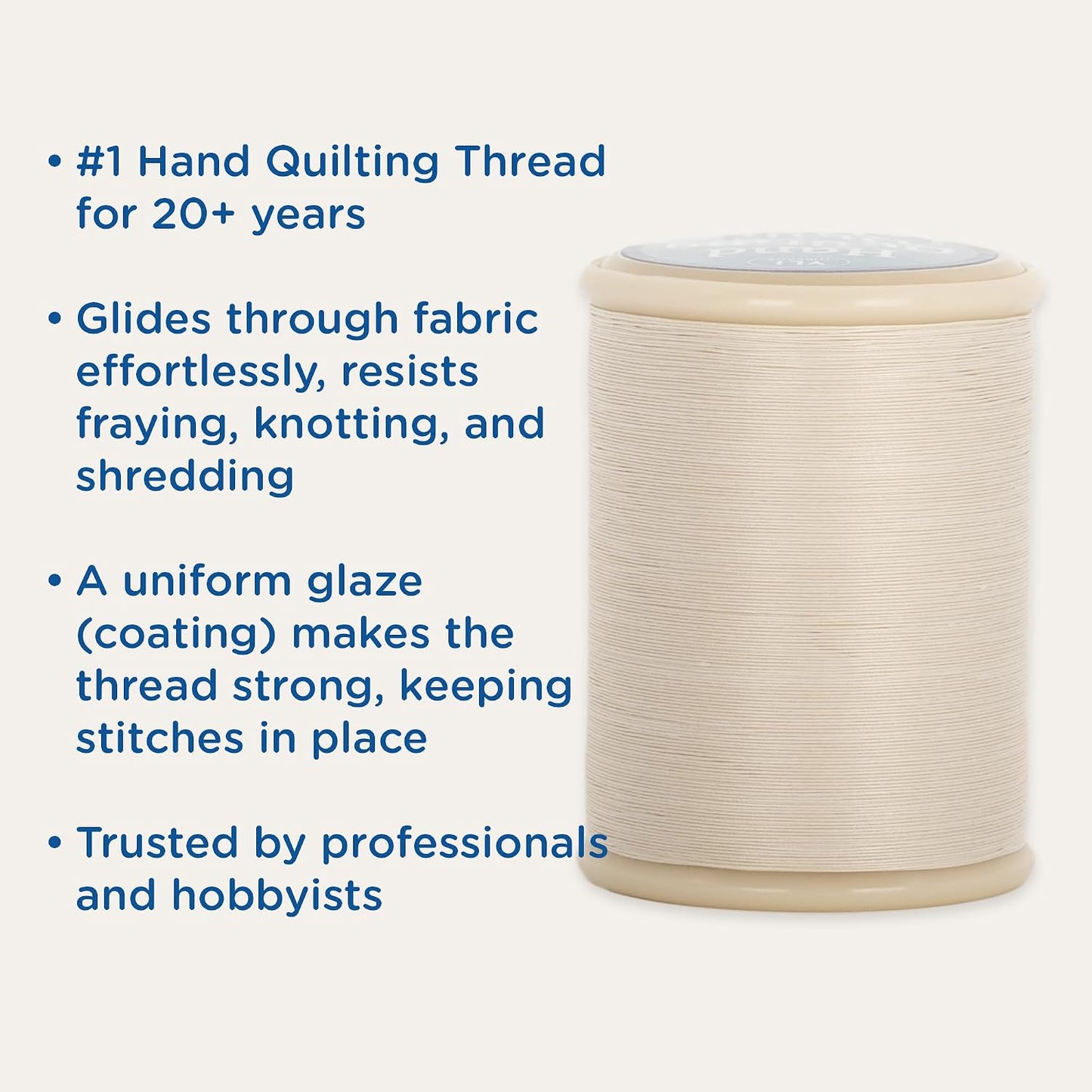 YLI Hand Quilting Thread - 100% Egyptian Cotton, Glazed, Strong & Tangle-Free, 500 yd. Spool - Gold