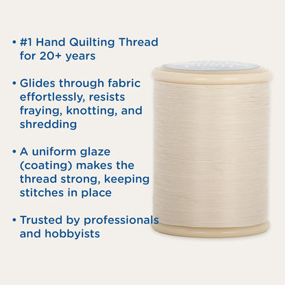 YLI Hand Quilting Thread - 100% Egyptian Cotton, Glazed, Strong & Tangle-Free, 500 yd. Spool - Gold