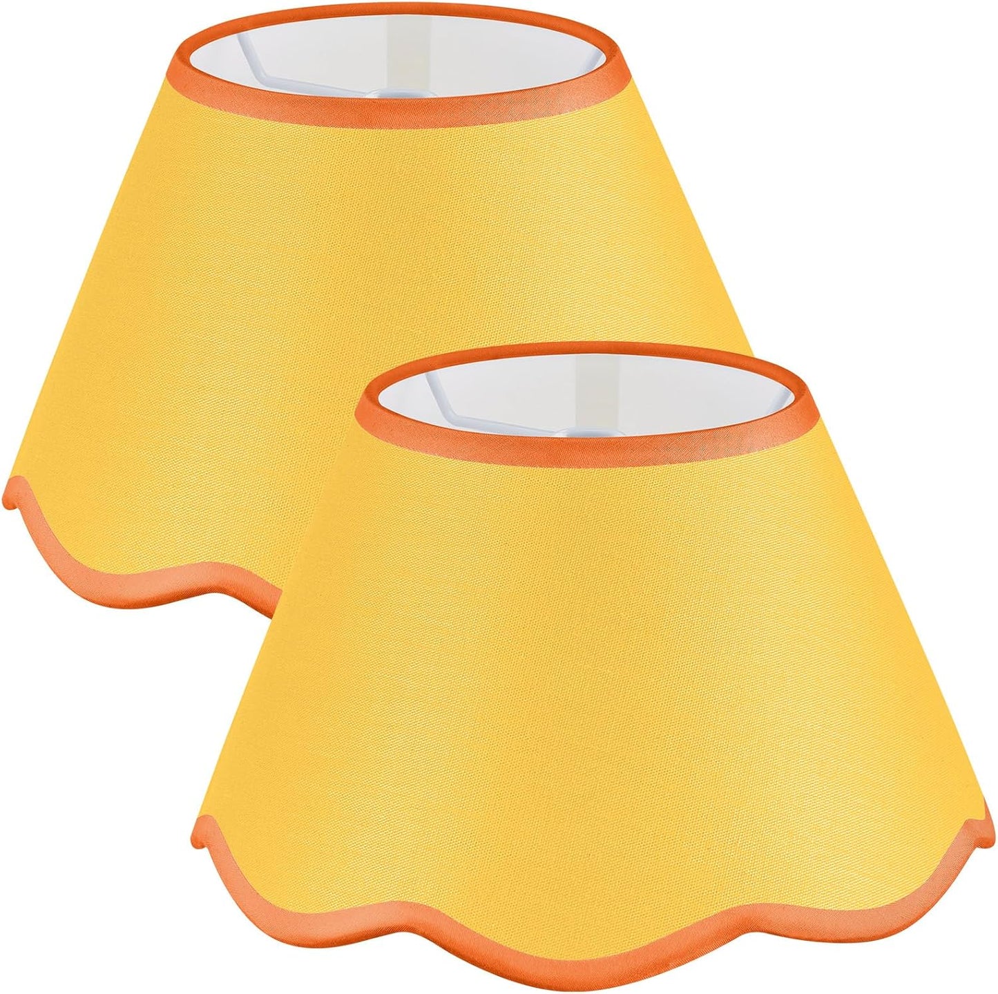 9.4'' Bottom x 5.9'' High x 5.1'' Top Set of 2 Lamp Shade with Petal Edge, Fabric Scalloped Lampshade, for Floor Wall Table Lamps Living Room Bedroom(Yellow)