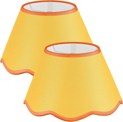 9.4'' Bottom x 5.9'' High x 5.1'' Top Set of 2 Lamp Shade with Petal Edge, Fabric Scalloped Lampshade, for Floor Wall Table Lamps Living Room Bedroom(Yellow)