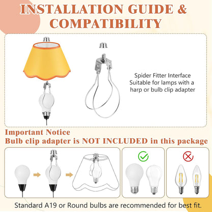 9.4'' Bottom x 5.9'' High x 5.1'' Top Set of 2 Lamp Shade with Petal Edge, Fabric Scalloped Lampshade, for Floor Wall Table Lamps Living Room Bedroom(Yellow)