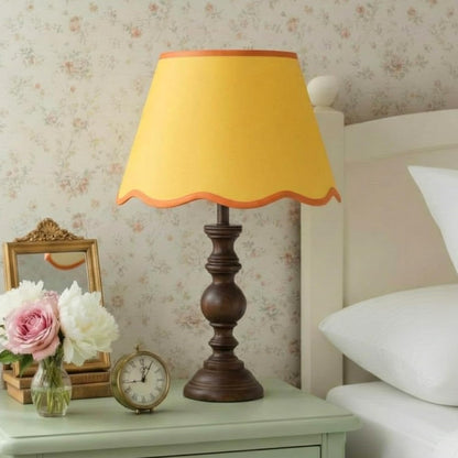 9.4'' Bottom x 5.9'' High x 5.1'' Top Set of 2 Lamp Shade with Petal Edge, Fabric Scalloped Lampshade, for Floor Wall Table Lamps Living Room Bedroom(Yellow)