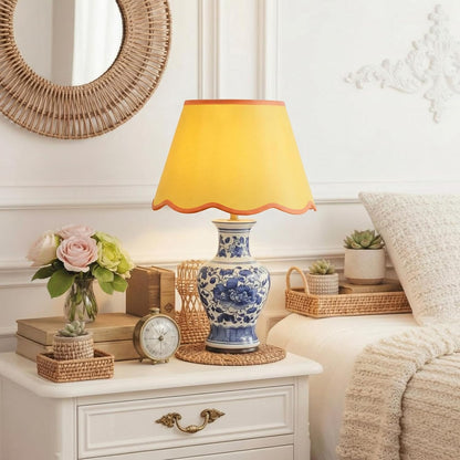 9.4'' Bottom x 5.9'' High x 5.1'' Top Set of 2 Lamp Shade with Petal Edge, Fabric Scalloped Lampshade, for Floor Wall Table Lamps Living Room Bedroom(Yellow)