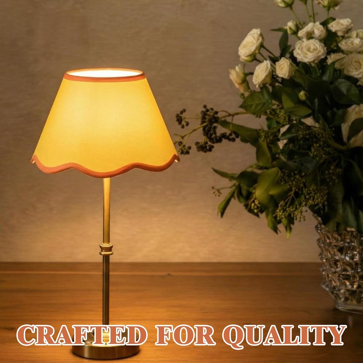 9.4'' Bottom x 5.9'' High x 5.1'' Top Set of 2 Lamp Shade with Petal Edge, Fabric Scalloped Lampshade, for Floor Wall Table Lamps Living Room Bedroom(Yellow)