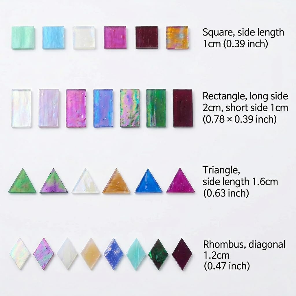 Iridescent Glass Mosaic Tiles - 200g Premium Shimmering Craft Tiles for DIY Projects, Handcrafted Stained Glass Pieces for Home Decor, Coasters, and Stepping Stones (Iridescent Light Yellow)