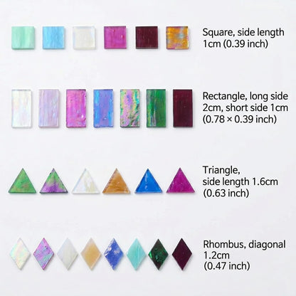 Iridescent Glass Mosaic Tiles - 200g Premium Shimmering Craft Tiles for DIY Projects, Handcrafted Stained Glass Pieces for Home Decor, Coasters, and Stepping Stones (Iridescent Light Yellow)