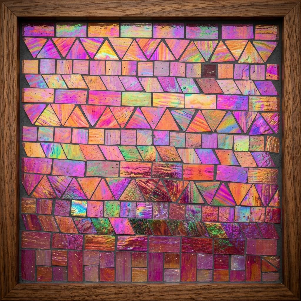 Iridescent Glass Mosaic Tiles - 200g Premium Shimmering Craft Tiles for DIY Projects, Handcrafted Stained Glass Pieces for Home Decor, Coasters, and Stepping Stones (Iridescent Light Yellow)