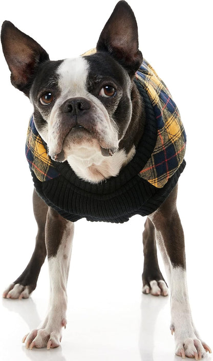 Fashion Vest Check Dog Jacket, Yellow Check, Small | Checkered quilted bomber, water-resistant; Stretch knit bottom; Dual D-ring leash; Pain-free zipper guard