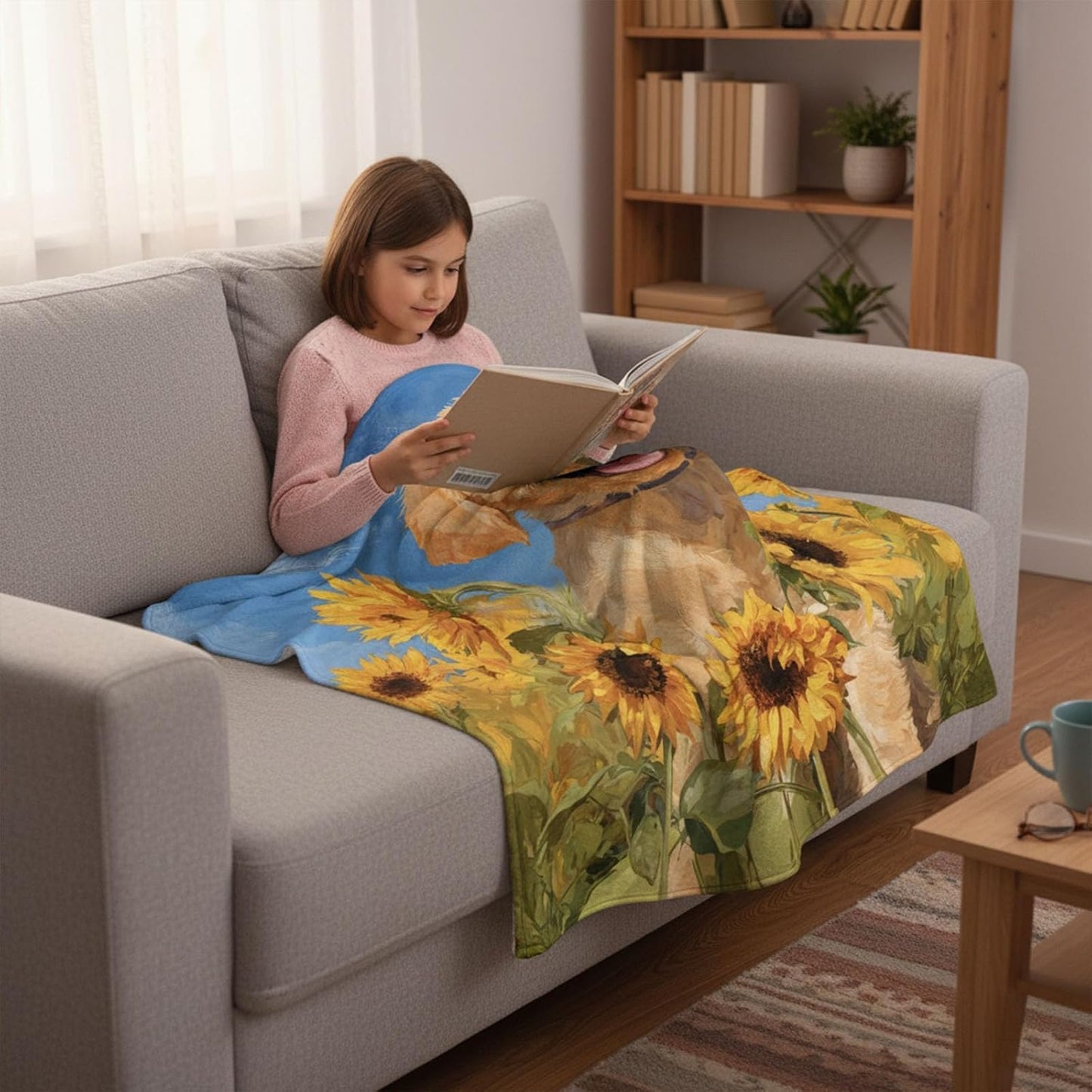 Cute Golden Retriever Flannel Blanket Throw, Super Soft Cozy Nap Blanket with Funny Dog Pattern for Sofa Travel and Camping, for All Seasons 50"x60" inch Yellow Puppy