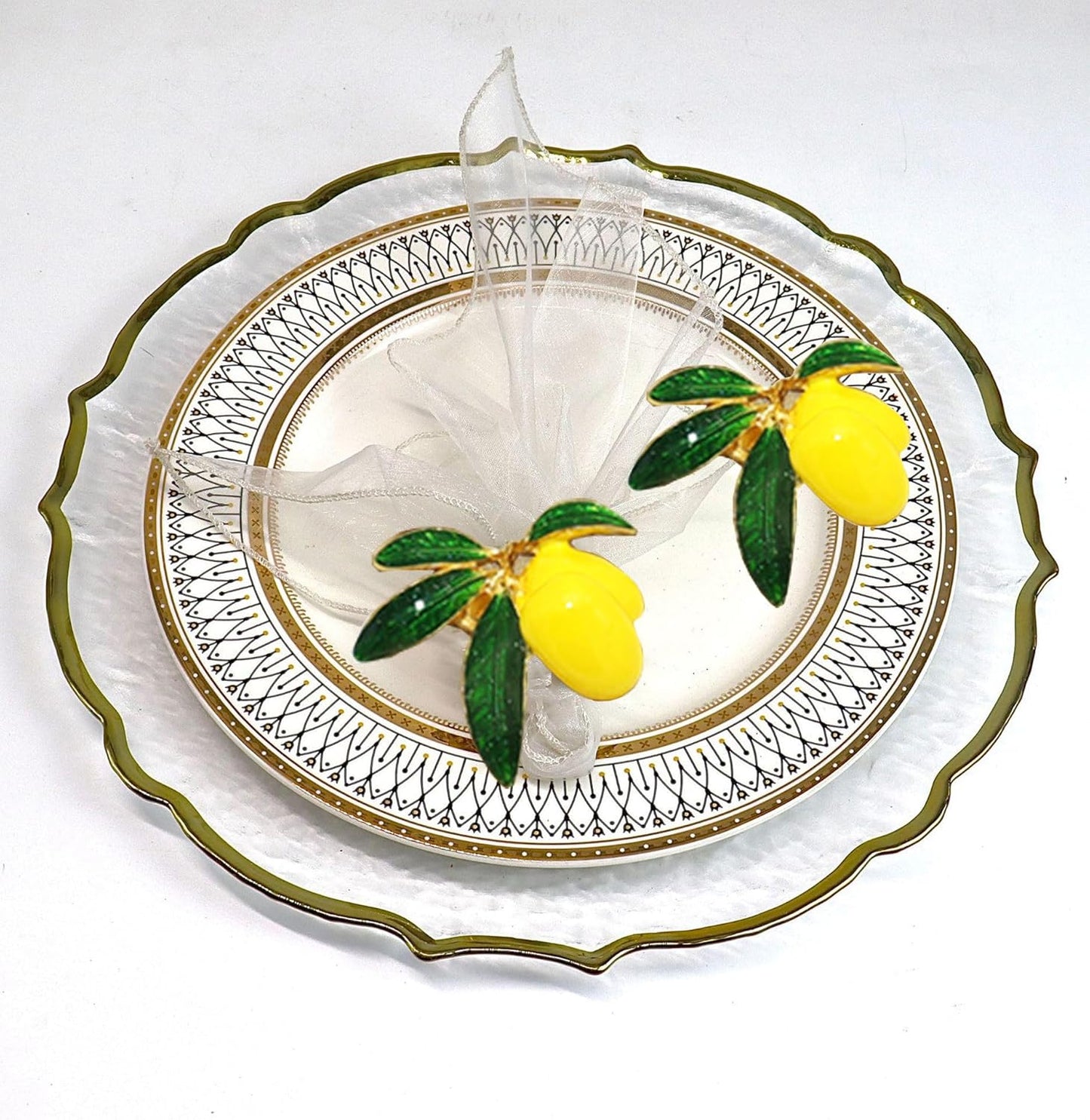 Lemon Napkin Rings Set of 12, Lovely Yellow Decorative Fruit Lemon Napkin Ring Holder for Wedding, Dinner Party, Summer Holiday, Table Decorations, Lemon Gold