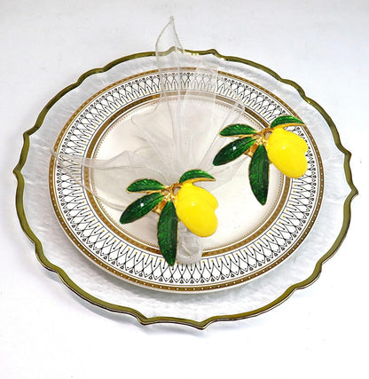Lemon Napkin Rings Set of 12, Lovely Yellow Decorative Fruit Lemon Napkin Ring Holder for Wedding, Dinner Party, Summer Holiday, Table Decorations, Lemon Gold