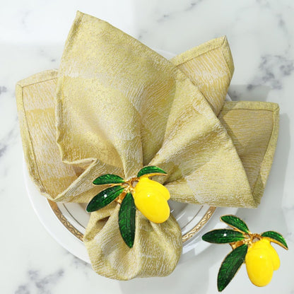 Lemon Napkin Rings Set of 12, Lovely Yellow Decorative Fruit Lemon Napkin Ring Holder for Wedding, Dinner Party, Summer Holiday, Table Decorations, Lemon Gold