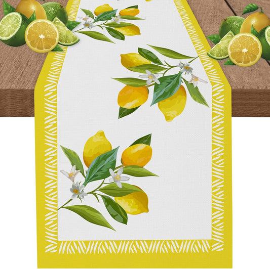 Summer Lemon Table Runner, Seasonal Fruit Kitchen Dining Table Decoration for Party Dinner Holidays Kitchen Spring/Summer 13 x 72 Inch