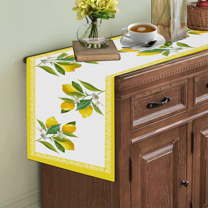 Summer Lemon Table Runner, Seasonal Fruit Kitchen Dining Table Decoration for Party Dinner Holidays Kitchen Spring/Summer 13 x 72 Inch