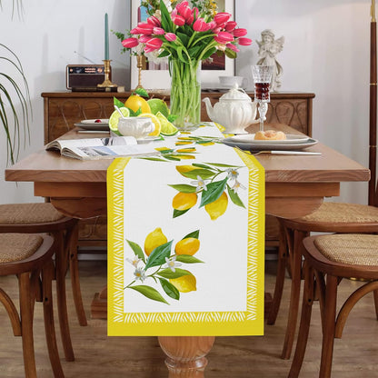 Summer Lemon Table Runner, Seasonal Fruit Kitchen Dining Table Decoration for Party Dinner Holidays Kitchen Spring/Summer 13 x 72 Inch