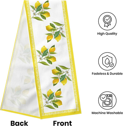Summer Lemon Table Runner, Seasonal Fruit Kitchen Dining Table Decoration for Party Dinner Holidays Kitchen Spring/Summer 13 x 72 Inch