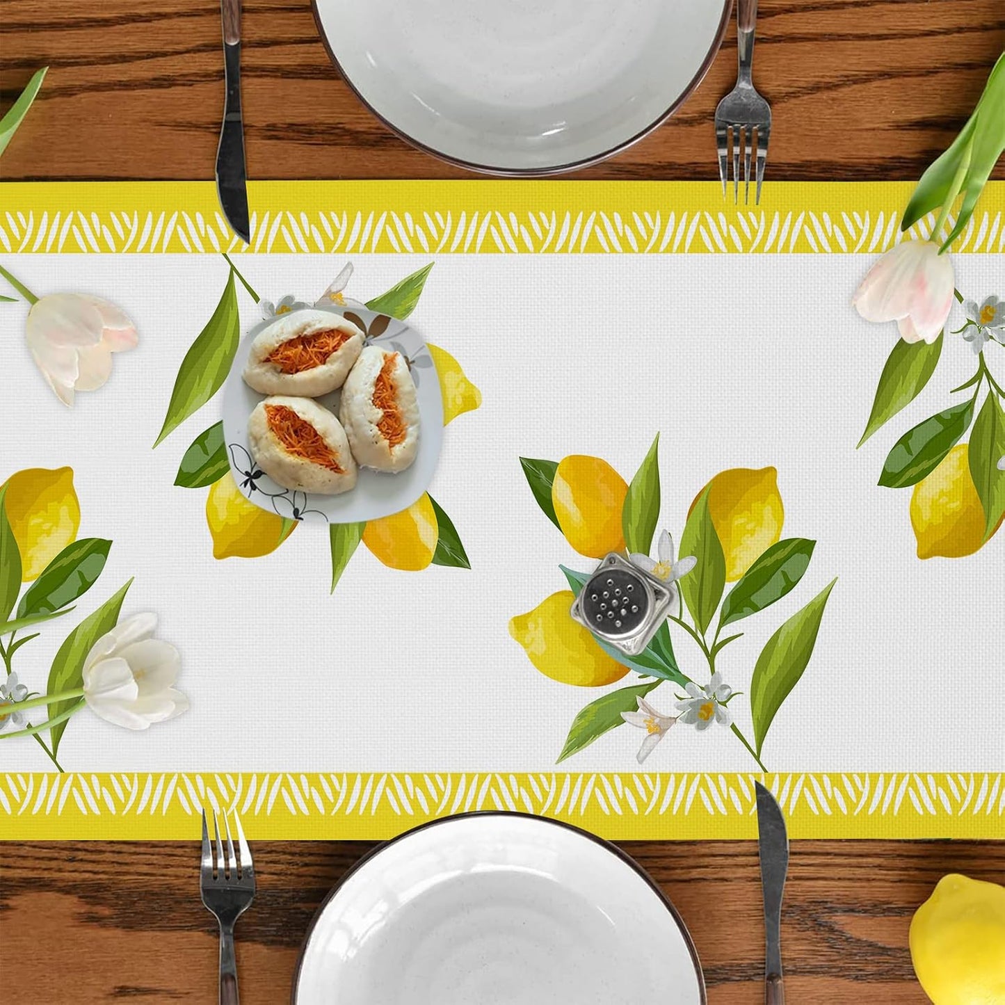 Summer Lemon Table Runner, Seasonal Fruit Kitchen Dining Table Decoration for Party Dinner Holidays Kitchen Spring/Summer 13 x 72 Inch