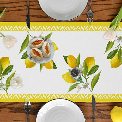 Summer Lemon Table Runner, Seasonal Fruit Kitchen Dining Table Decoration for Party Dinner Holidays Kitchen Spring/Summer 13 x 72 Inch
