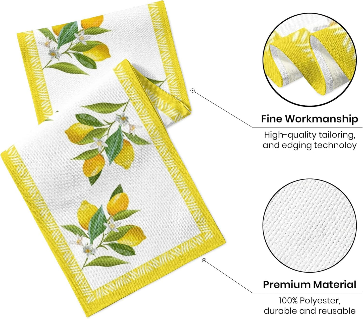 Summer Lemon Table Runner, Seasonal Fruit Kitchen Dining Table Decoration for Party Dinner Holidays Kitchen Spring/Summer 13 x 72 Inch