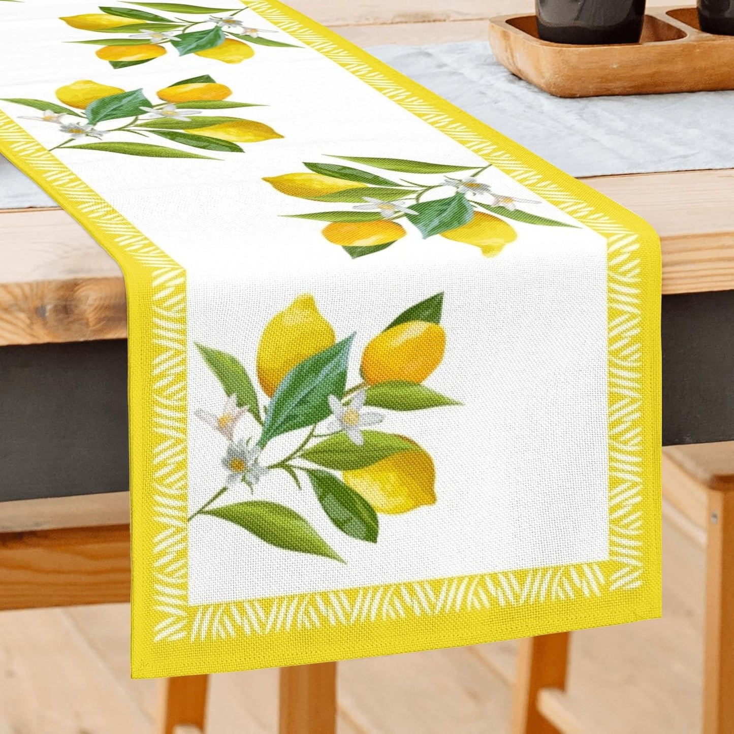 Summer Lemon Table Runner, Seasonal Fruit Kitchen Dining Table Decoration for Party Dinner Holidays Kitchen Spring/Summer 13 x 72 Inch