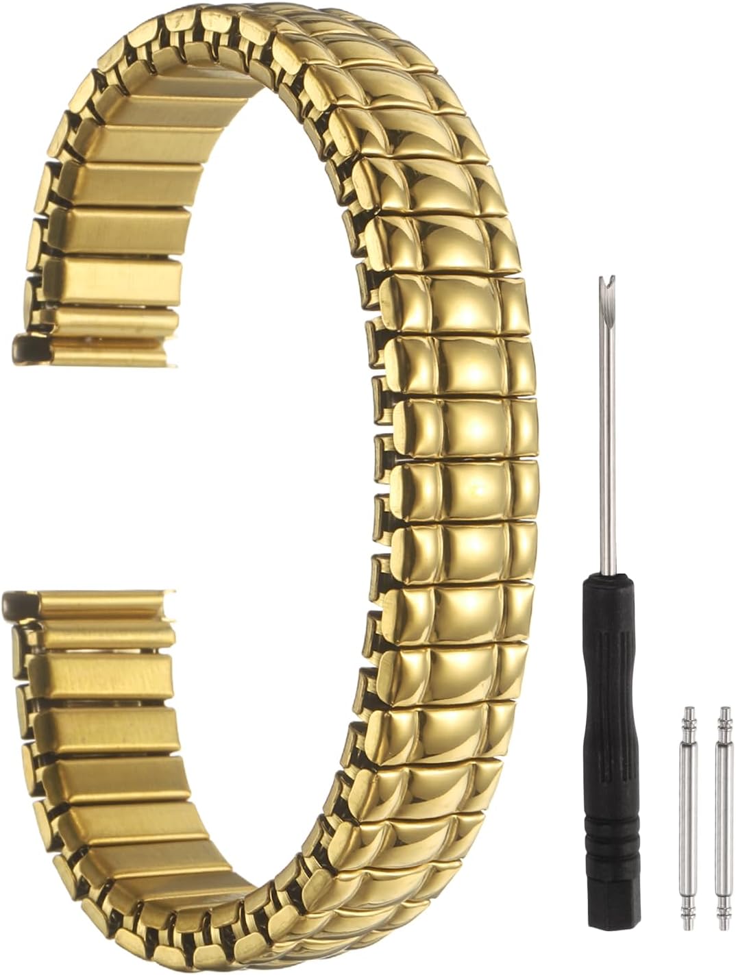 Expansion Watch Bands Stainless Steel with Spring Bars Removal Tool for Women Men Metal Replacement Watch Band