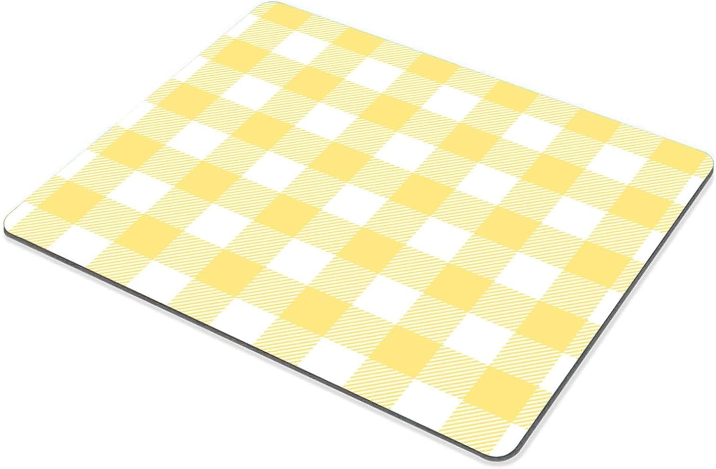 Lemon Yellow Gingham Check Pattern Customized Rectangle Non-Slip Rubber MousePads for Office Home Laptop, Computer Mouse Pad for Wireless Mouse, 9.5""x7.9""x0.12"" Inch(240mm x 200mm x 3mm)