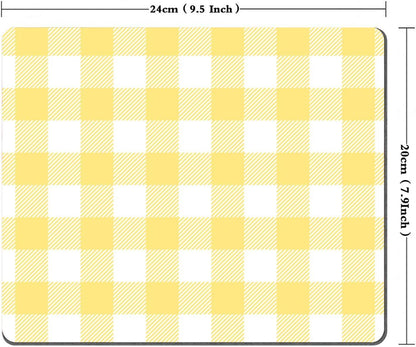 Lemon Yellow Gingham Check Pattern Customized Rectangle Non-Slip Rubber MousePads for Office Home Laptop, Computer Mouse Pad for Wireless Mouse, 9.5""x7.9""x0.12"" Inch(240mm x 200mm x 3mm)