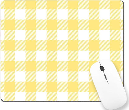 Lemon Yellow Gingham Check Pattern Customized Rectangle Non-Slip Rubber MousePads for Office Home Laptop, Computer Mouse Pad for Wireless Mouse, 9.5""x7.9""x0.12"" Inch(240mm x 200mm x 3mm)