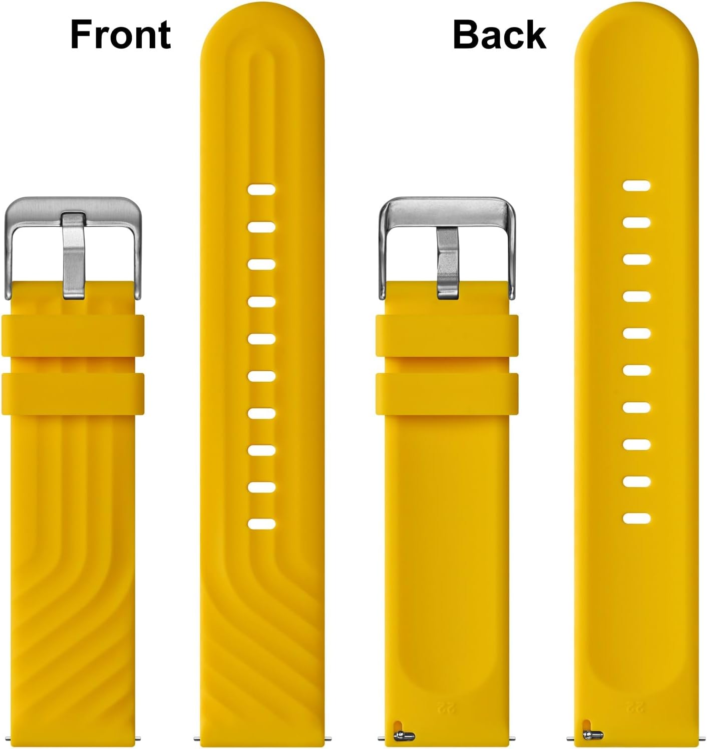 ANBEER Silicone Watch Band 18mm 20mm 22mm 19mm 21mm, Quick Release Rubber Replacement Strap for Men Women - Extra Long