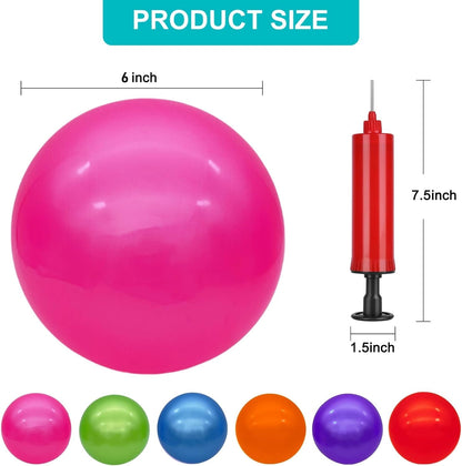 6 Pcs 6 Inch Inflatable Bouncy Balls, with 1 Hand Air Pump