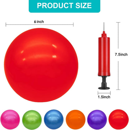 6 Pcs 6 Inch Inflatable Bouncy Balls, with 1 Hand Air Pump