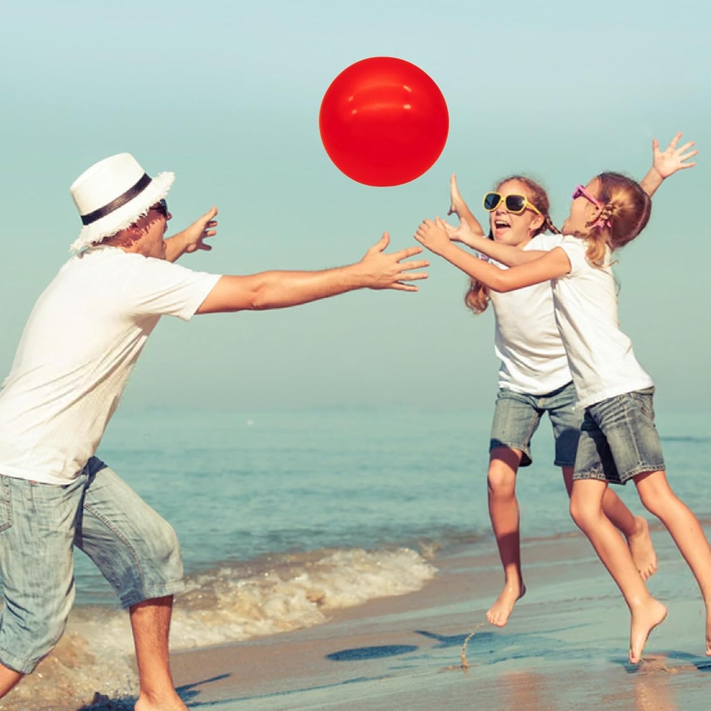 6 Pcs 6 Inch Inflatable Bouncy Balls, with 1 Hand Air Pump